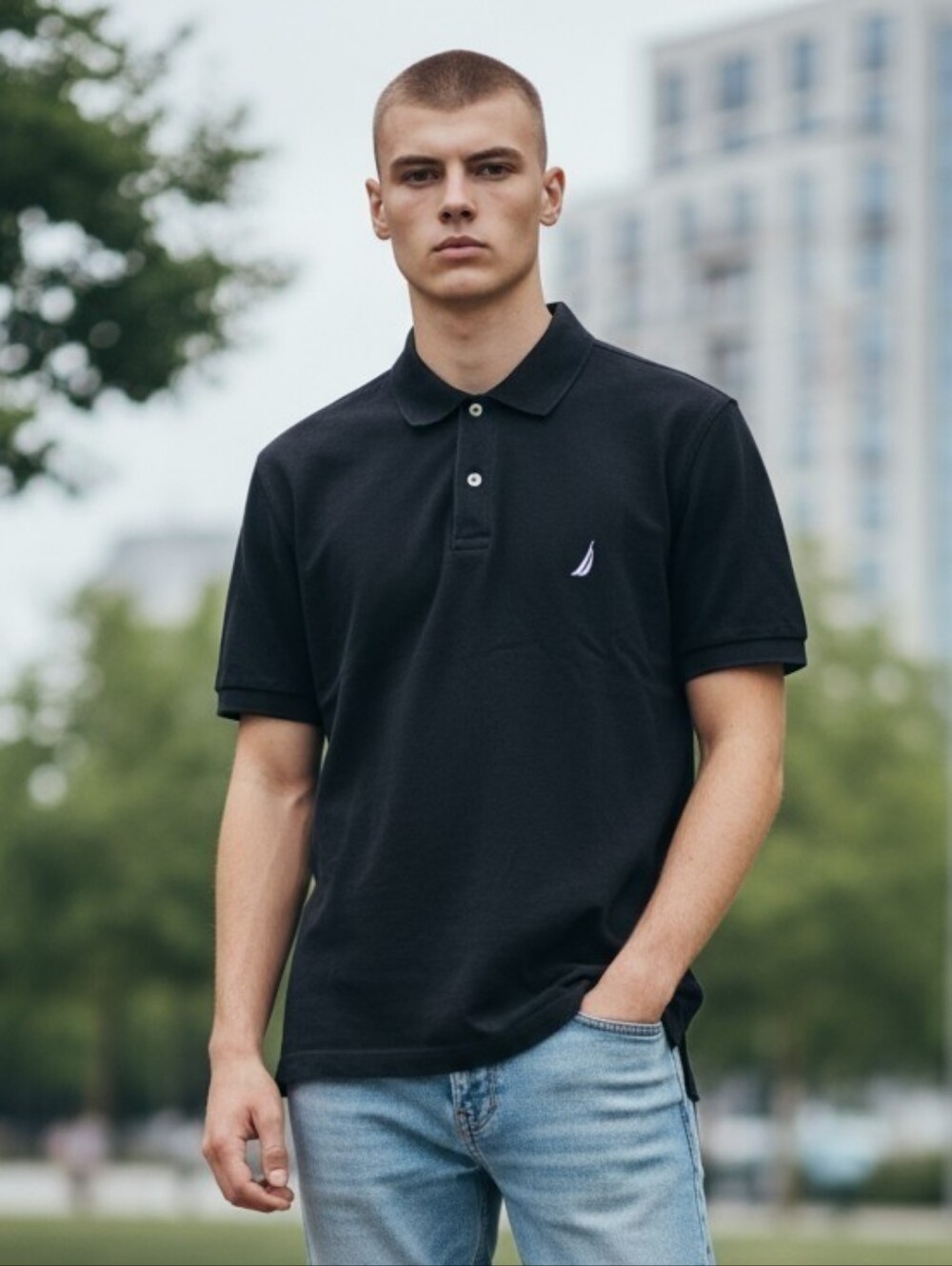 Nautica Men's Black Polo Classic Fit